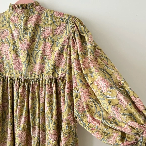 100% Cotton Green Floral Maxi Dress - Picture 14 of 16